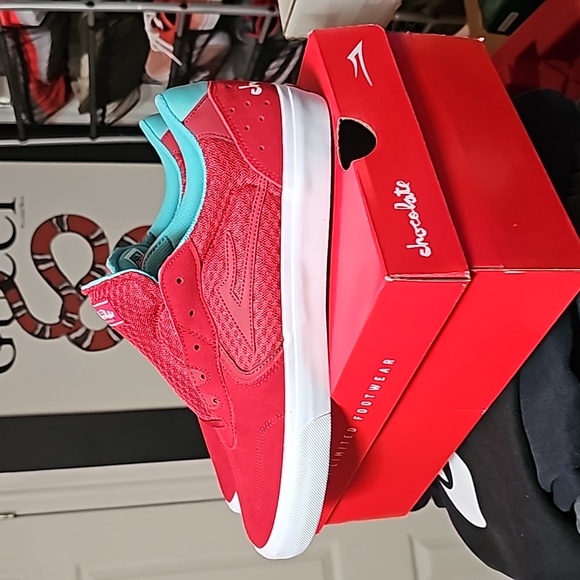 New Lakai Chocolate Atlantic Vulc Red Suede mens size 12 - Picture 2 of 8